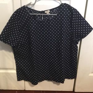 Navy Blue Polka Dot J.Crew Top